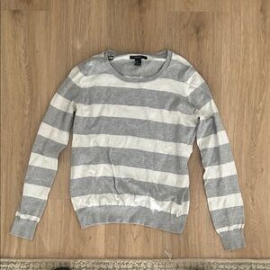 Forever 21 Gray and White Striped Sweatshirt